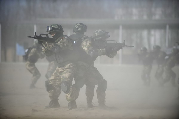 Armed police recruits get drill demo