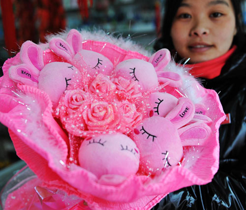 Bouquets blossom at Valentine's Day markets