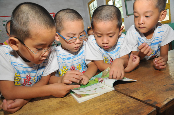 First day of school for quadruplets