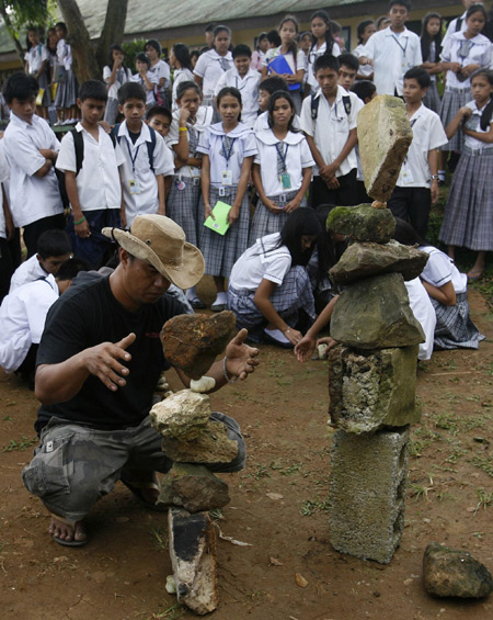 Rock balancing