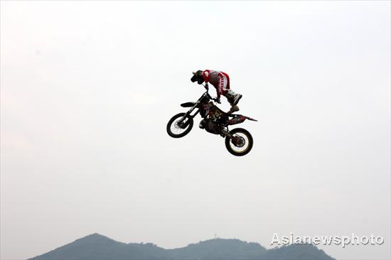 Riders perform air borne tricks