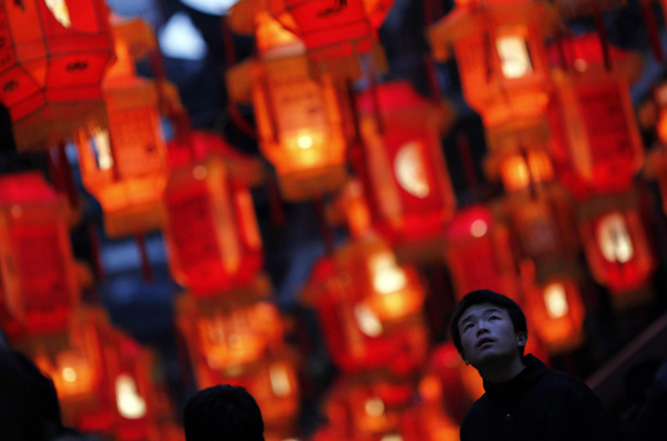 Chinese New Year decorations in Shanghai