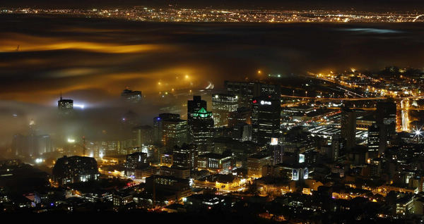 Seasonal fog shrouds Cape Town