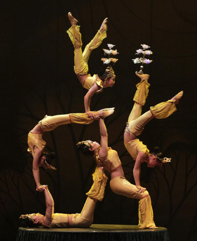 Acrobats perform in Bogota