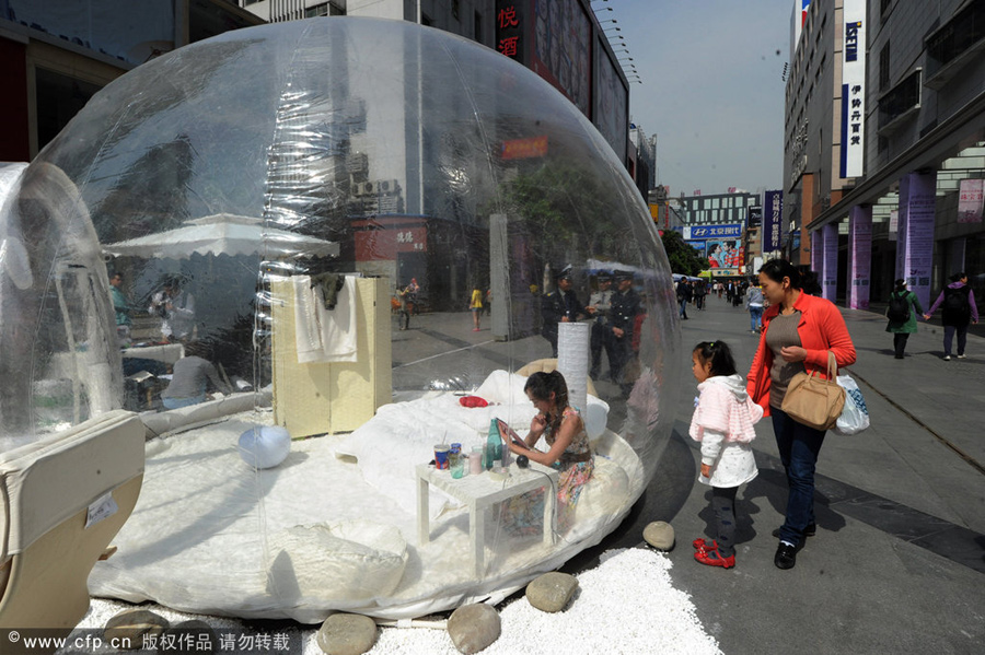 Camp life in a bubble 'hotel'