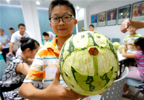 Carved creations on watermelon