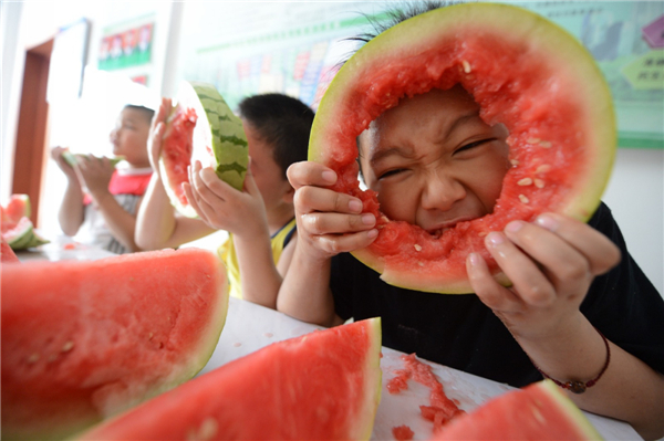 Kid's watermelon feast signals autumn 