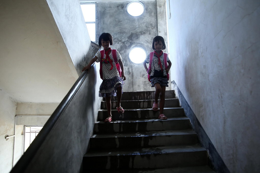 Children start new term on lonely islet