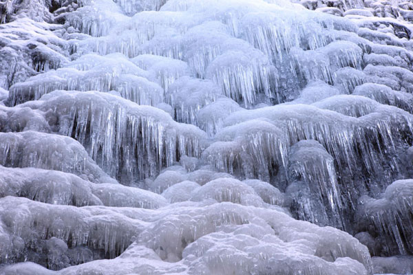 Frozen waterfall at Huangshan Mountain