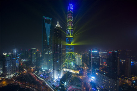 Shanghai Tower switches on