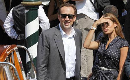 Nicolas Cage and Eva Mendes on red carpet at the 66th Venice Film Festival