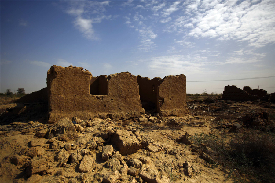 Cracked land as river runs dry