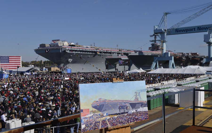 US Navy christens next generation of aircraft carrier