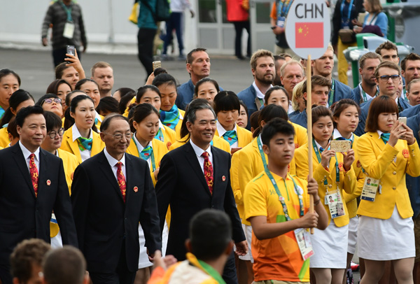 Chinese national flag raised at Rio Olympics Athletes Village