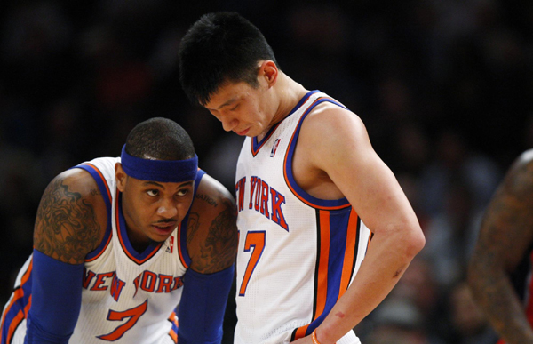 Melo, Lin partnership off to rough start as Knicks fired by Nets