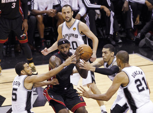 Big 3 help Heat even NBA Finals with Spurs