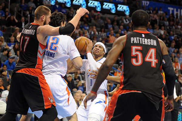 Westbrook's 7th triple-double leads Thunder past Raptors