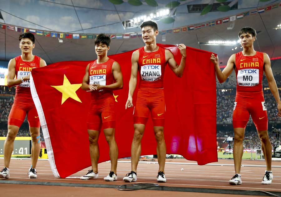 China takes historic silver in men's 4x100m world championships