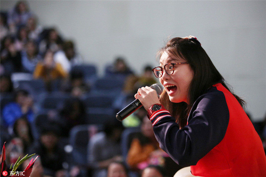 Swimmer Fu's facial expressions light up her college