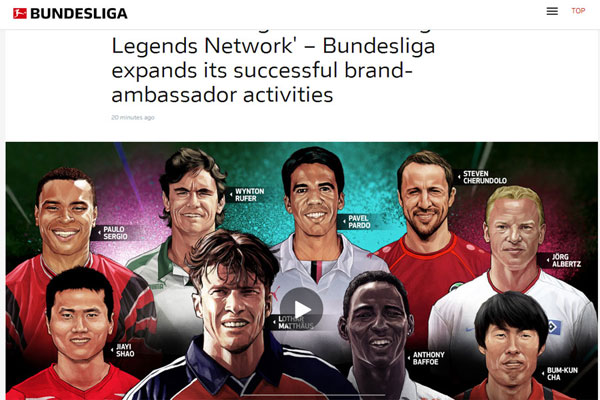 Former national team player Shao Jiayi selected into 'Bundesliga Legends Network'