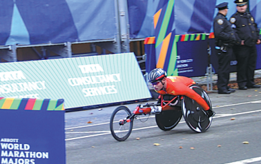 Marathon effort from wheelchair racers