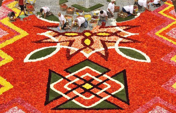 Flower carpet displayed at the Grand Place in Brussels, Belgium