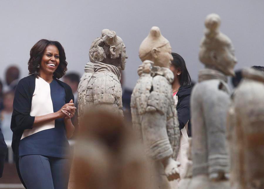 Michelle Obama sees Terracotta Warriors in Xi'an