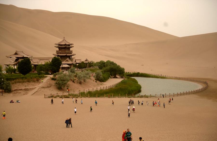 Oasis scenic spot in Gobi Desert, NW China