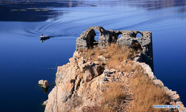 Underwater Great Wall in Panjiakou reservoir