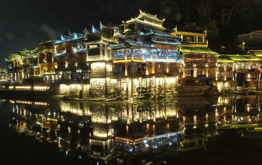 Amazing night scene of Fenghuang Ancient Town