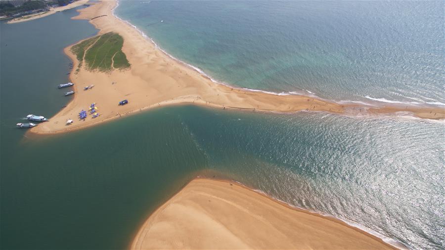 Aerial view of Jade Belt Beach in Boao, Hainan