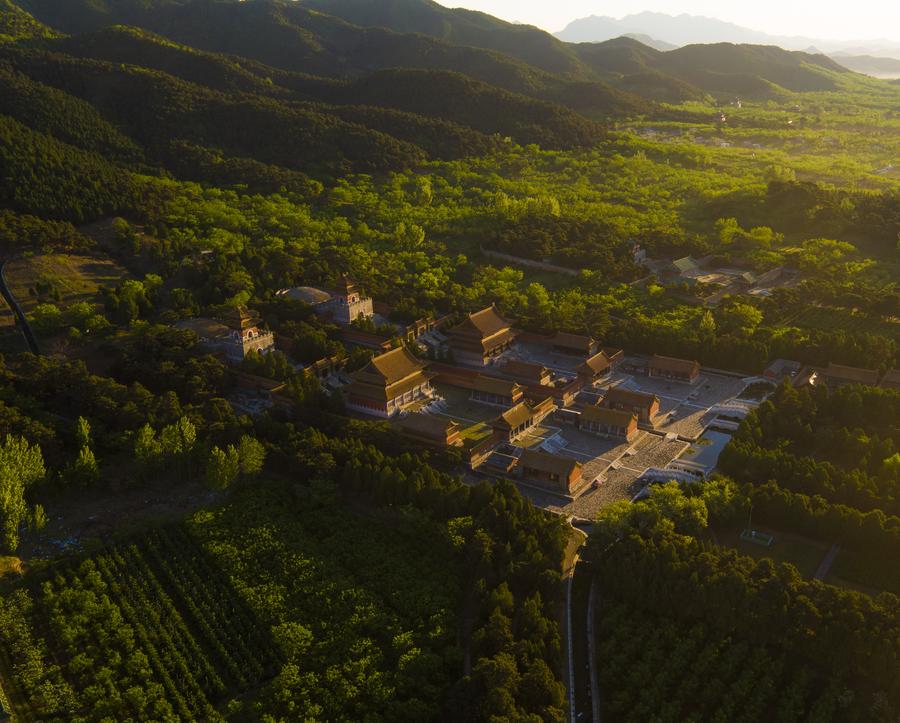 Historic Qingdongling tombs immersed in morning light