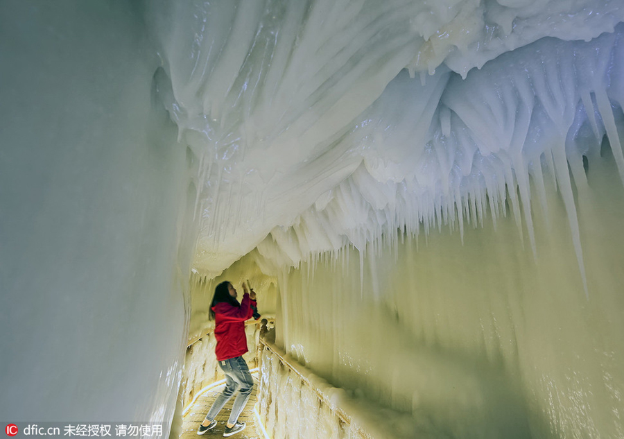 An icicle world inside China's deepest ice cave