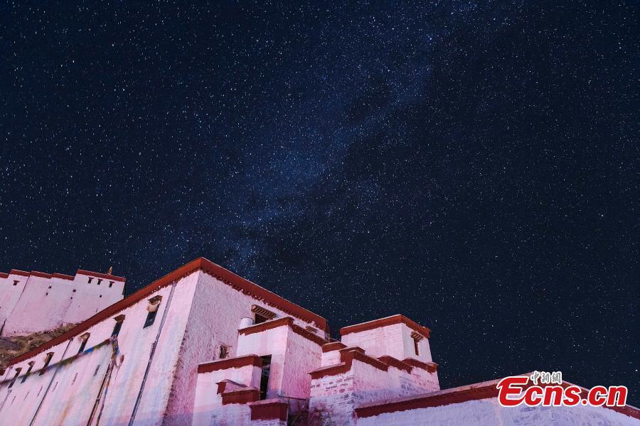 Spectacular starry night in Shigatse, Tibet