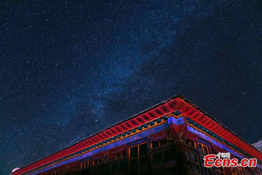 Spectacular starry night in Shigatse, Tibet