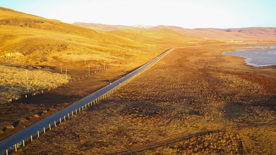 Aerial photos of wetlands in Northwest China's Gansu