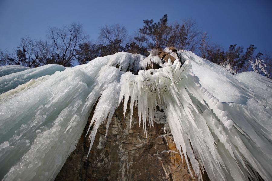 Icefall scenery at Guanmen mountain scenic spot in NE China