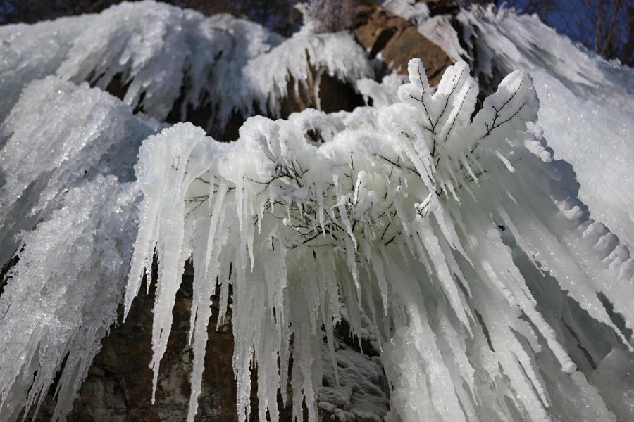 Icefall scenery at Guanmen mountain scenic spot in NE China