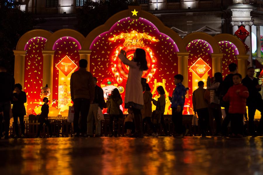 Scenery of lights decoration for Spring Festival in Macao