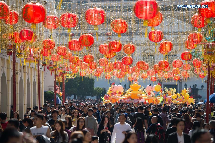 Tourists travel around Macao during Lunar New Year holiday