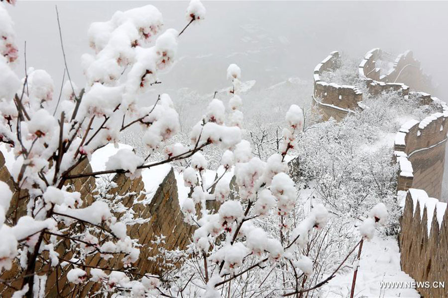 Snow scenery in suburban district of Huairou in Beijing