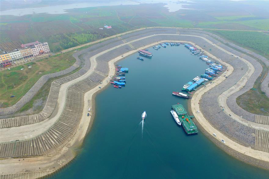 Aerial view of wetland of Danjiang River in Henan