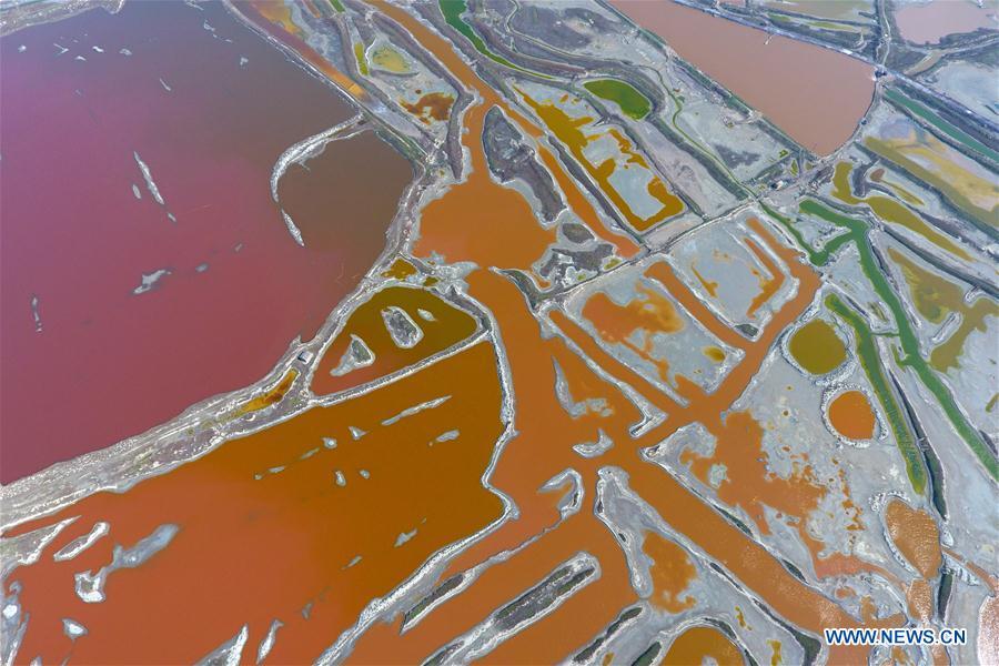 Colorful salt lake in Yuncheng, Shanxi