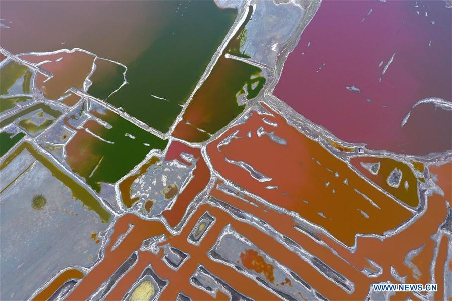 Colorful salt lake in Yuncheng, Shanxi