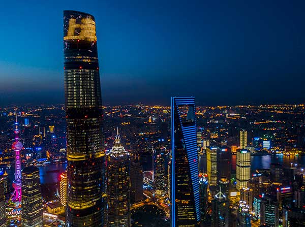 Shanghai Tower offers airy city views