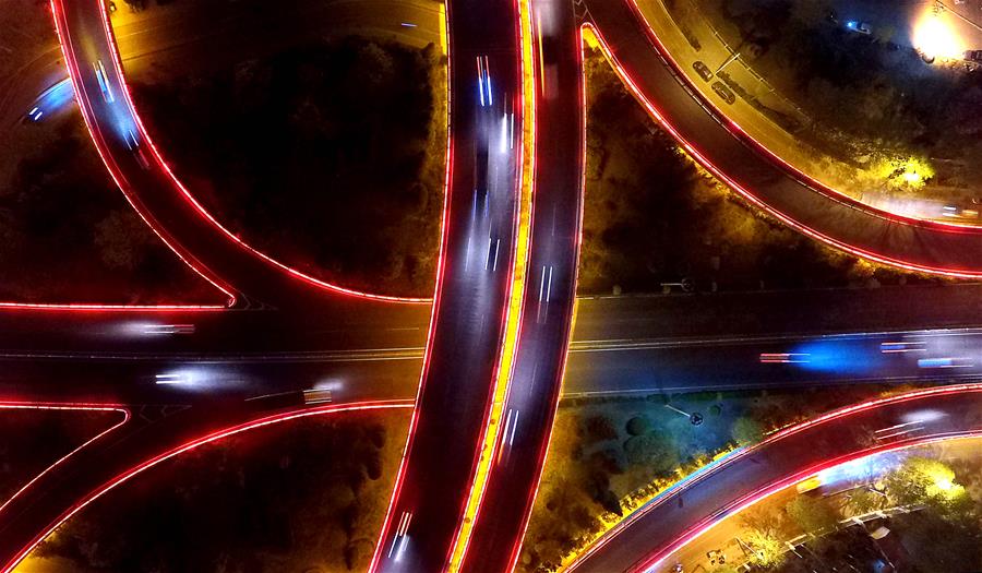 Aerial views of overpasses in N China's Tianjin