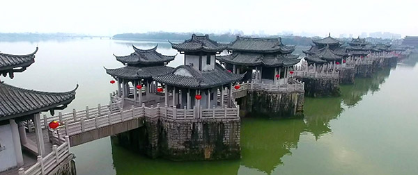 A modern bridge epitomizes traditional China