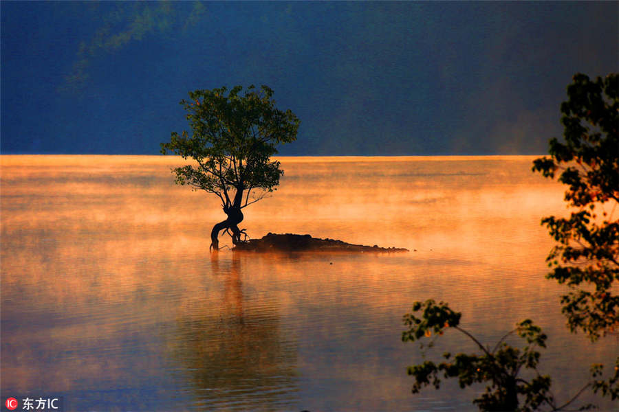 Picturesque Qishu Lake in morning light