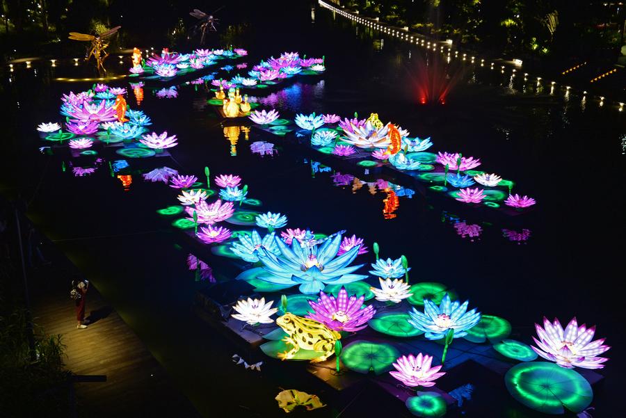 Mid-Autumn festival lights shine at Singapore's Gardens by the Bay