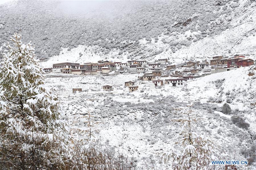 Scenery of snow-covered Yading Nature Reserve in SW China